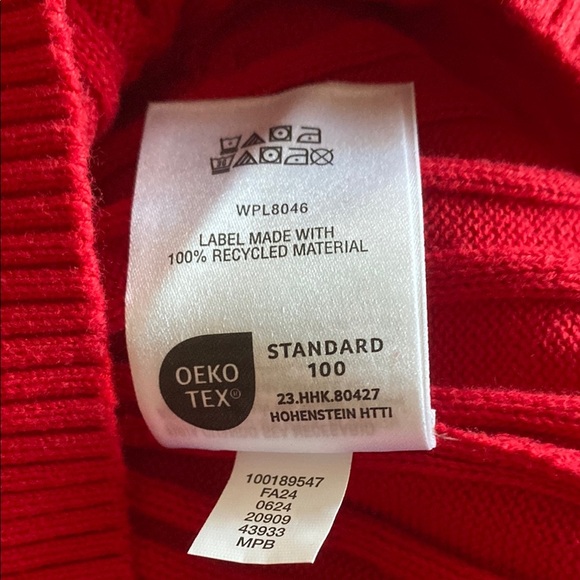 Style & Co Red V-Neck Sweater Cable Knit 100%Cotton - Picture 8 of 8